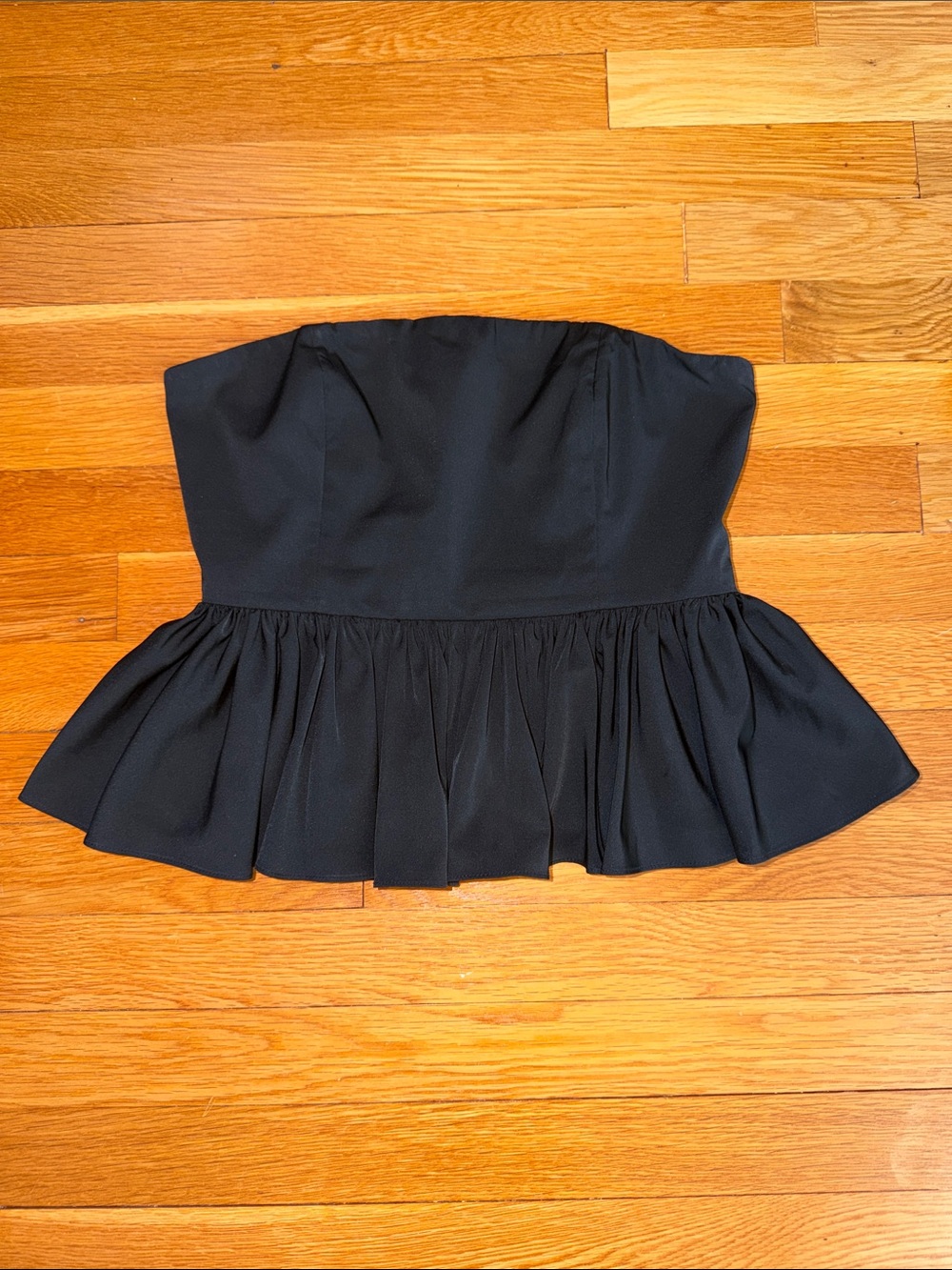 J Crew Taffeta Strapless Peplum Top black size 6 Holiday
